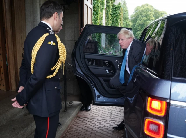 Boris Johnson arrives at Balmoral Castle for audience with the Queen