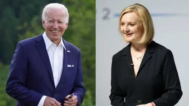 Composite file photos of US President Joe Biden and new Prime Minister Liz Truss