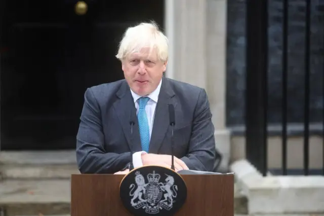 Boris Johnson speaks in Downinst Street