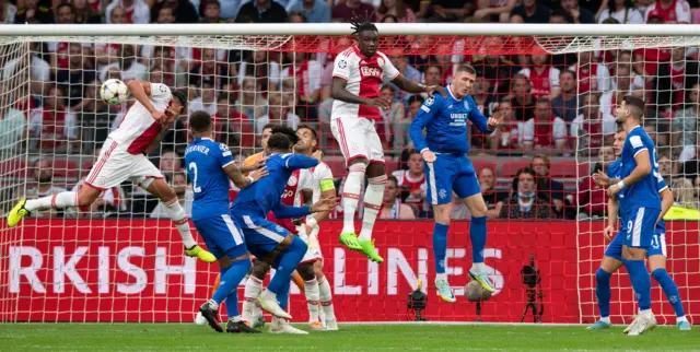 Edson Alvarez (left) scores the opener