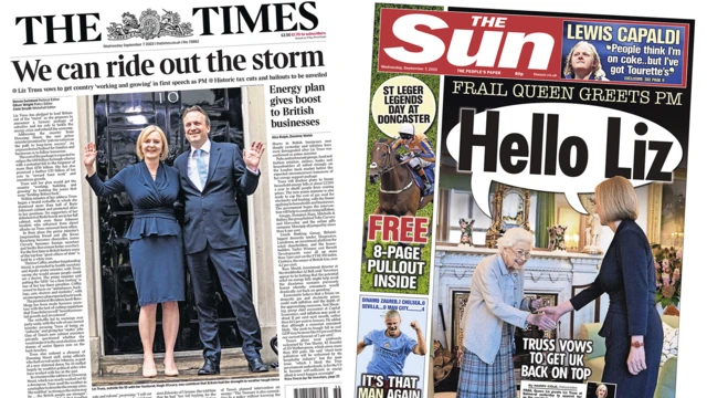 The Times front page and the Sun