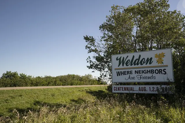 A sign in Weldon, Saskatchewan