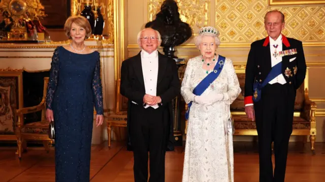 Irish President Michael D Higgins and Queen Elizabeth II