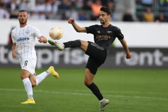 Arsenal's Fabio Vieira in action against FC Zurich