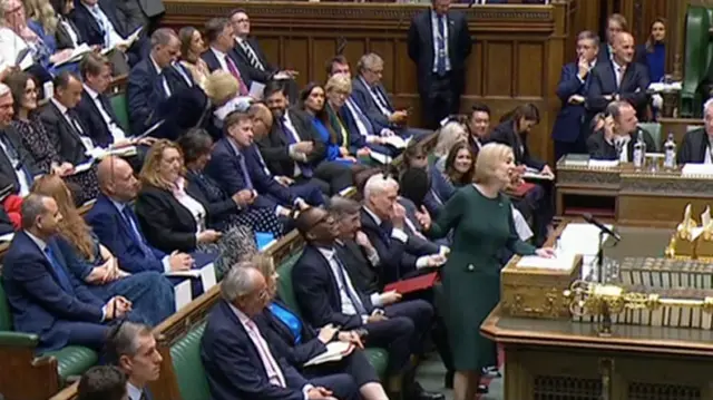 Truss speaking in parliament