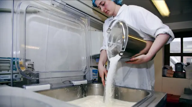 Woman making ice cream