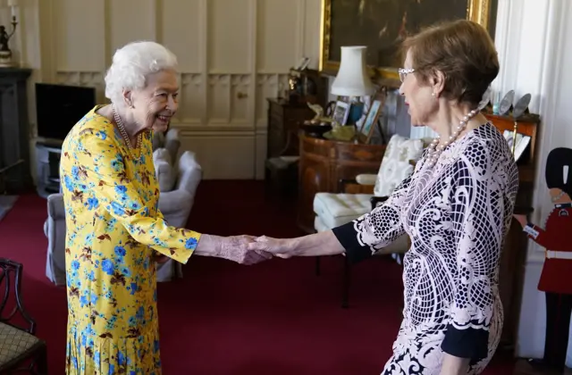 File photo dated 22/06/22 of Queen Elizabeth II receiving the Governor of New South Wales Margaret Beazley (right), during an audience at Windsor Castle