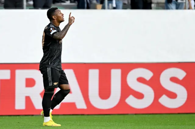 Arsenal's Marquinhos celebrates his goal against FC Zurich