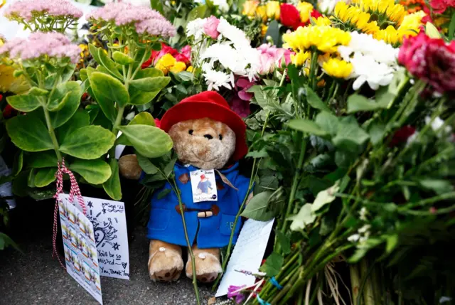Flowers and tributes at Balmoral gates