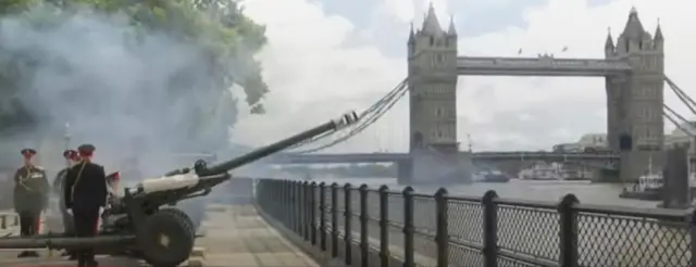 Gun salute at the Tower of London