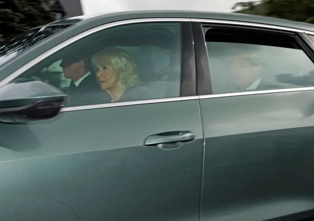 Charles and Camilla leaving Balmoral