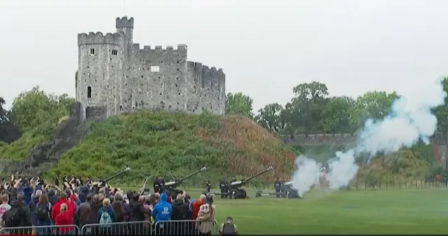 Gun salute at Cardiff Castle