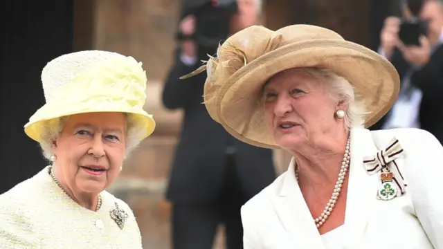 Queen Elizabeth II with then Lord Lieutenant Dame Mary Peters