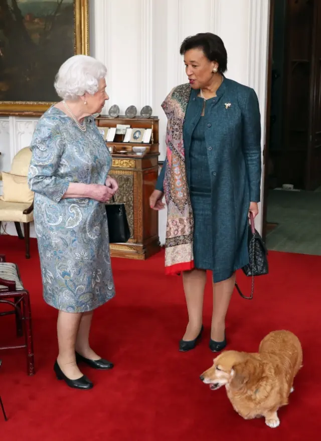 Baroness Scotland and the Queen in 2018