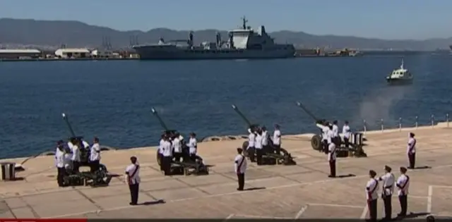 Gun salute in Gibraltar