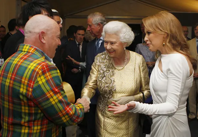 The Queen pictured beside Kylie Minogue