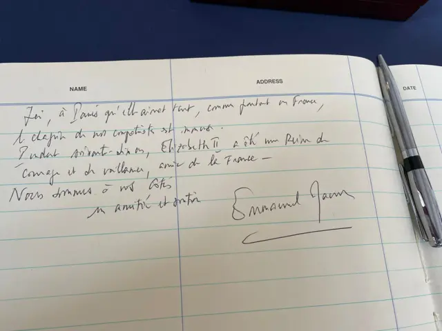 Book of condolences signed by Macron