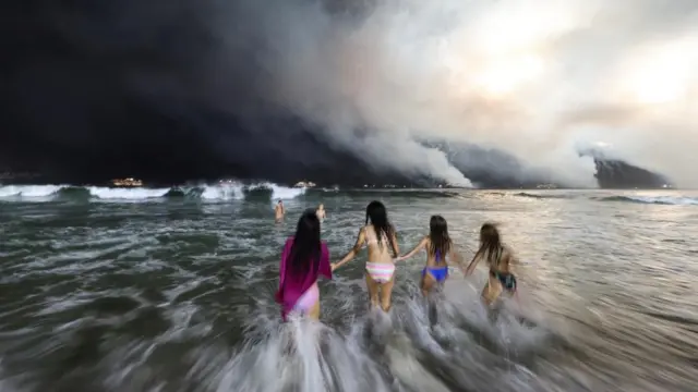 There was a new year dip in the sea for some on Copacabana beach