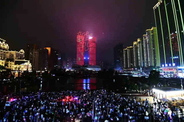Crowds in Guiyang, Guizhou province