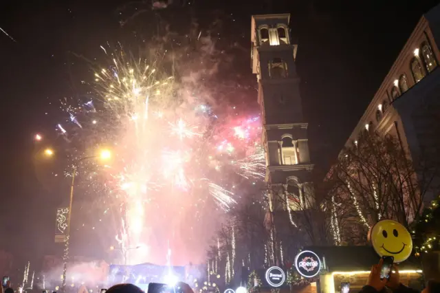 Fireworks in Pristina, Kosovo