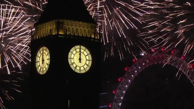 Fireworks behind Big Ben