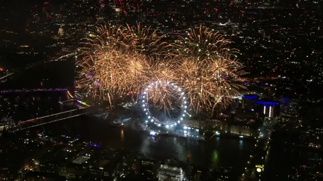 Fireworks above the London Eye
