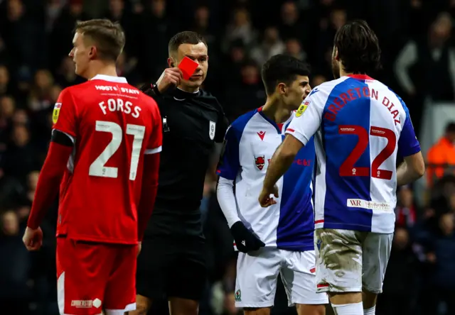 John Buckley is sent off