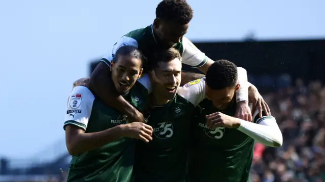 Plymouth celebrate goal