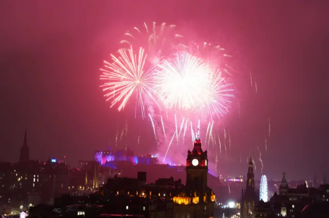The sky lights up over the city