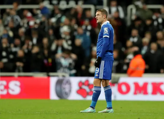 Leicester striker Jamie Vardy against Newcastle