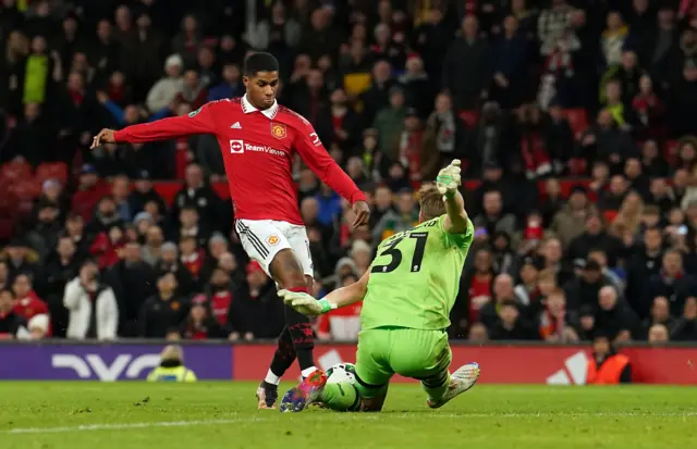 Marcus Rashford scores against Charlton