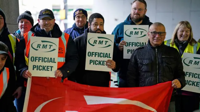 RMT rail union members on strike