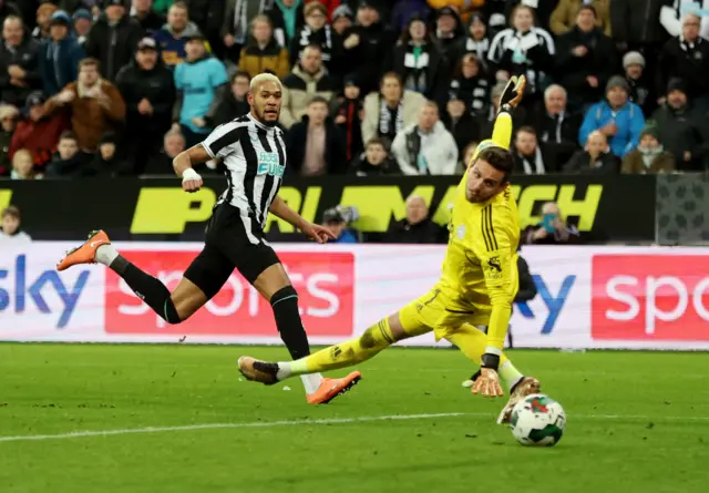 Joelinton scores against Leicester