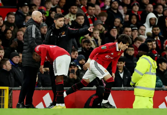 Facundo Pellistri comes on for Manchester United