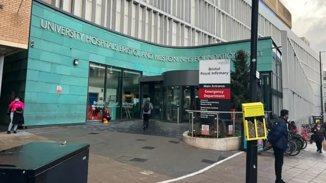 Entrance to Bristol Royal Infirmary emergency department