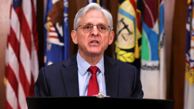 Attorney General Merrick Garland speaking during a Washington news conference in November