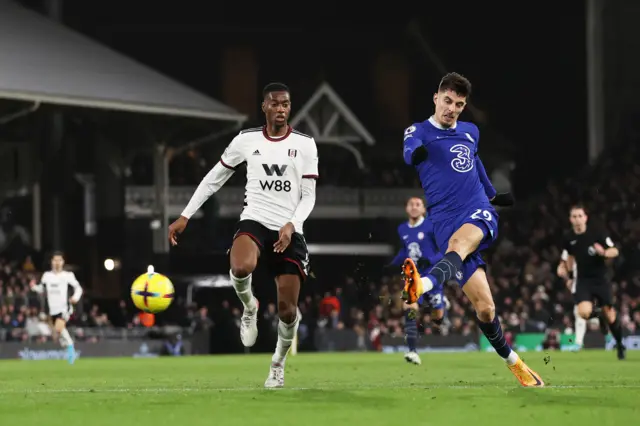 Kai Havertz shoots for Chelsea