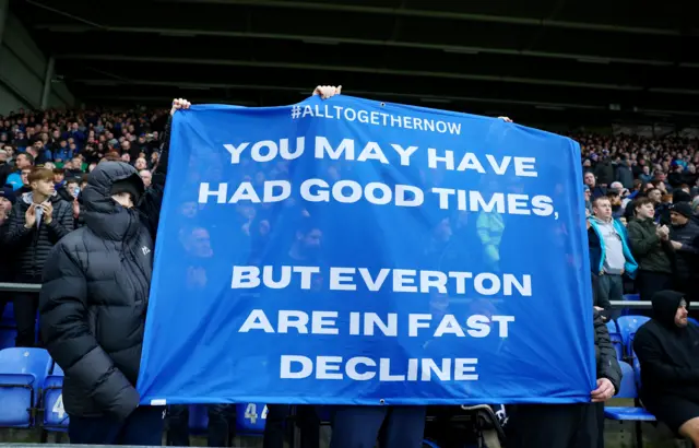 Everton fans protest the ownership of the club.