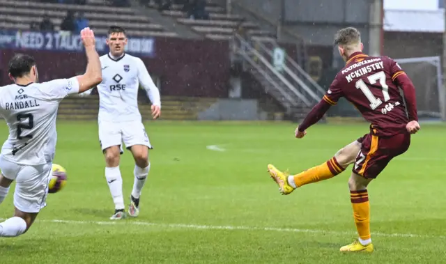 Stuart McKinstry has a shot for Motherwell against Ross County