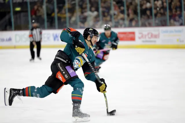 Action from Belfast Giant v Nottingham Panthers