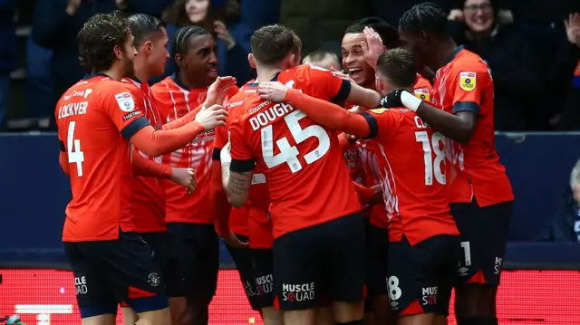 Luton celebrate goal