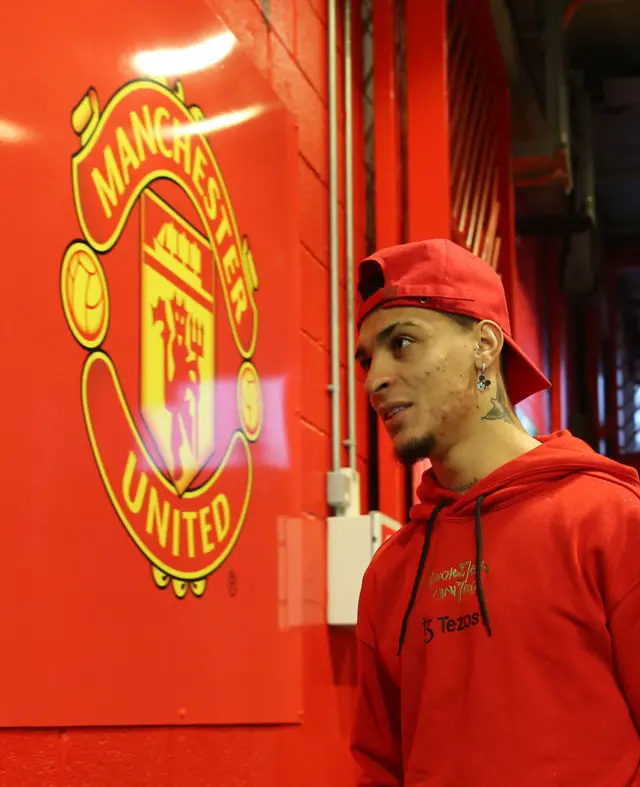 Antony of Manchester United arrives at Old Trafford.