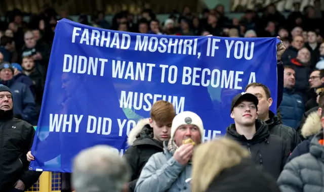 Everton fans protest against majority shareholder Farhad Moshiri.