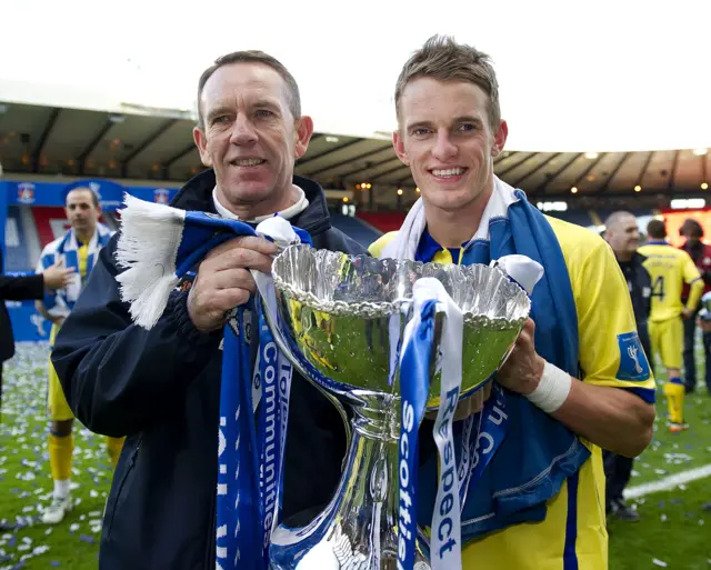 Kenny Shiels with his son Dean at Hampden in 2012