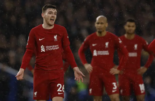 Liverpool players lament their heavy defeat away to Brighton.