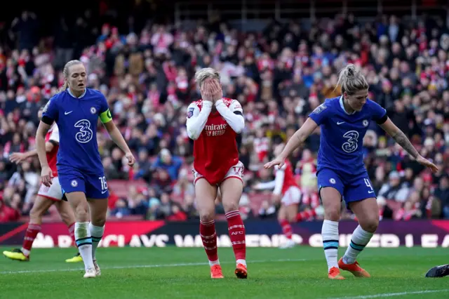 Arsenal Lina Hurtig rues her missed chances at the opener.