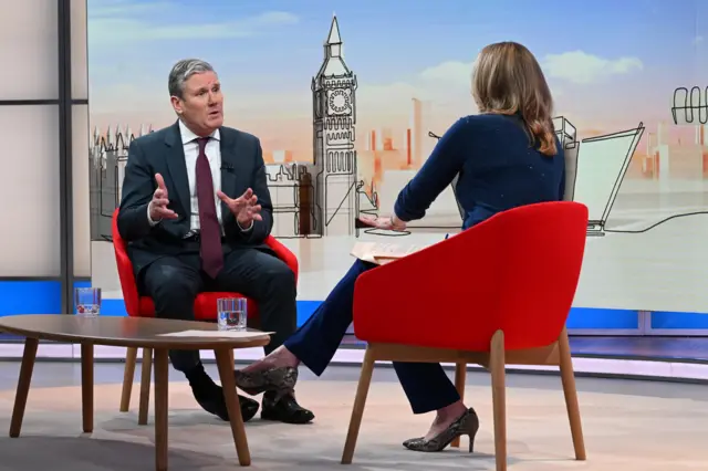 Keir Starmer being questioned by Laura Kuenssberg