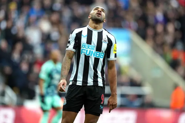 Callum Wilson looks to the sky after being denied the opening goal of the game.