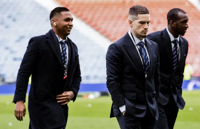 Rangers' Alfredo Morelos, Ryan Kent and Glen Kamara