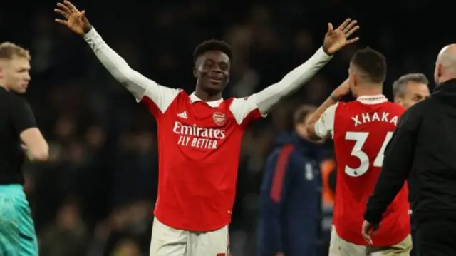 Bukayo Saka celebrating